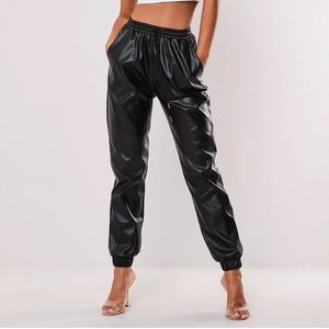 Faux leather joggers
